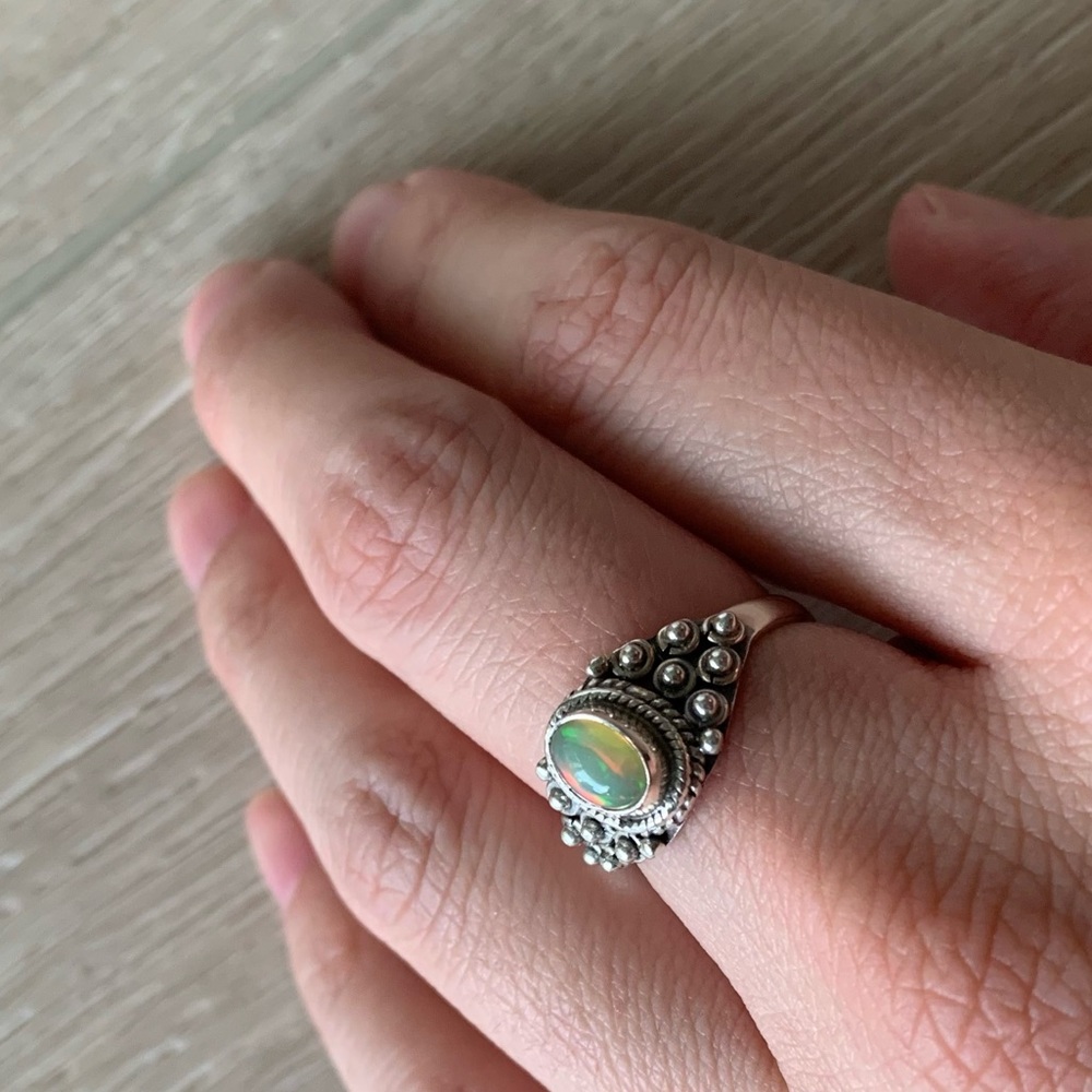 Opal and S925 Sterling Silver Ring Size 6